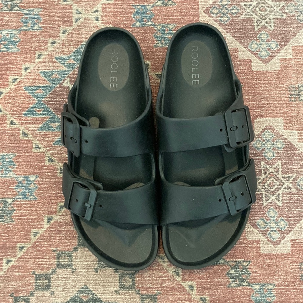 ROOLEE Black Buckle Slides 6